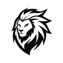 Epic Angry Lion Head – Stylized Black Lion Illustration on White Background