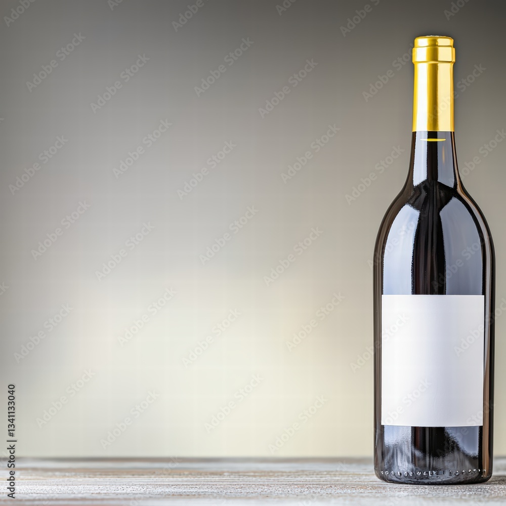 Poster sophisticated bottle of red wine resting gracefully on a surface with a soft dim light surrounding i