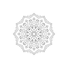 Ornate winter snowflake vector design, a floral lace element in a circle pattern