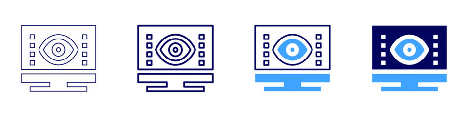 Eye examining​ icon in 4 different styles. Thin Line, Line, Bold Line, Duotone. Duotone style. Editable stroke