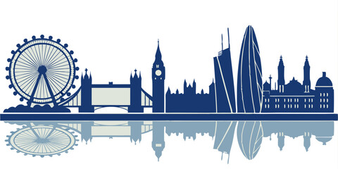 London skyline with reflection