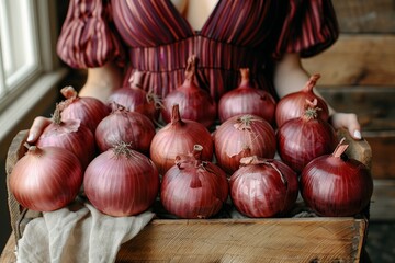 Freshly harvested organic onions held in hand, symbolizing sustainable farming and produce quality