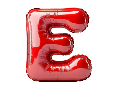A large red balloon shaped like the letter e on a white background.