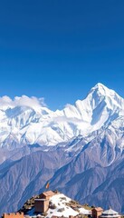 Majestic Everest and Nuptse peaks, snow-capped, Kala Patthar viewpoint, perspective, powerful, winter