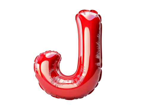 The image features a red balloon in the shape of the letter j.
