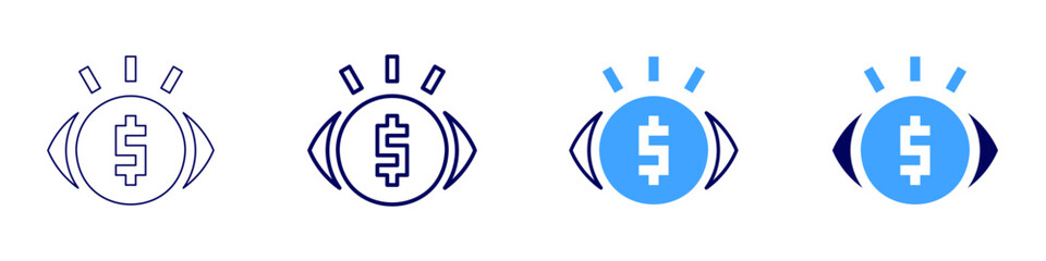 Obraz premium Eye lens damage icon in 4 different styles. Thin Line, Line, Bold Line, Duotone. Duotone style. Editable stroke