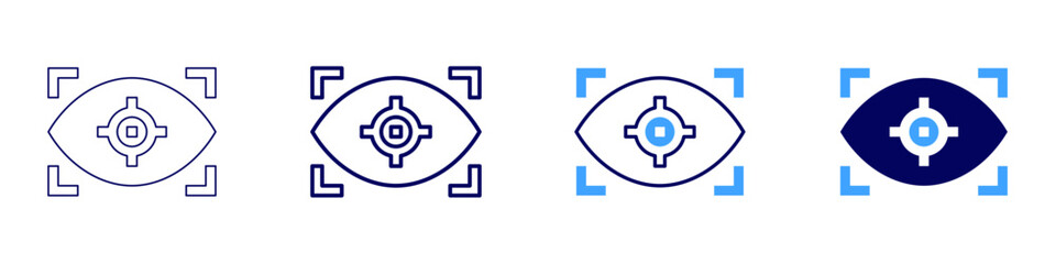 Eye lens protein buildup icon in 4 different styles. Thin Line, Line, Bold Line, Duotone. Duotone style. Editable stroke