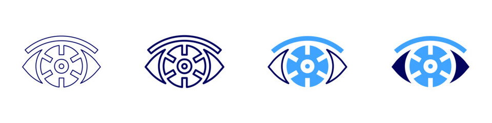 Eye nerve damage icon in 4 different styles. Thin Line, Line, Bold Line, Duotone. Duotone style. Editable stroke
