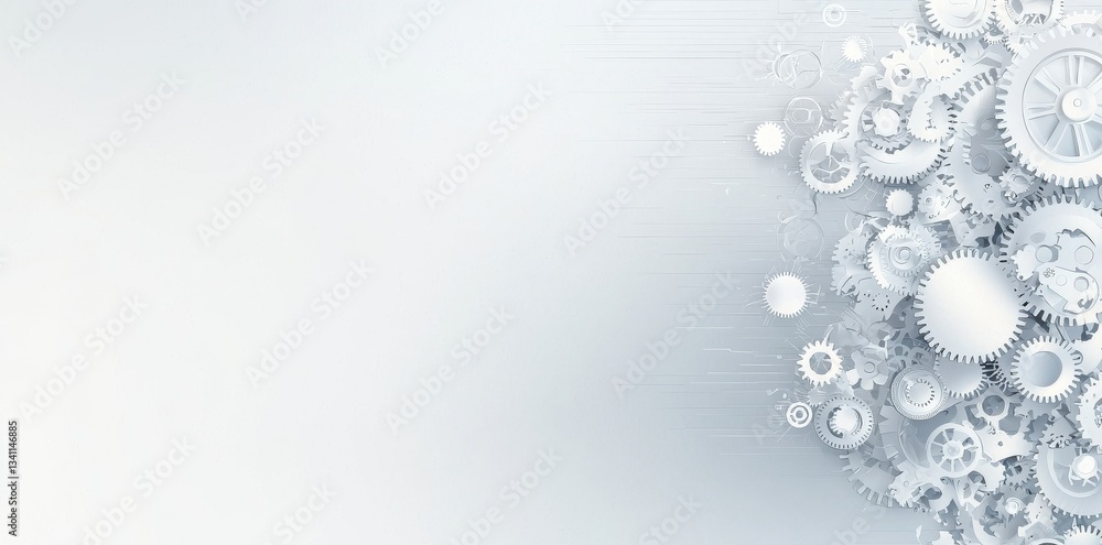 Poster double exposure gears set against an abstract background symbolize the concept of business technolog