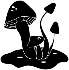 mushroom illustration food silhouette nature logo fresh icon natural outline autumn organic fungus white forest vegetarian vegetable mushrooms healthy shape or vector graphic background