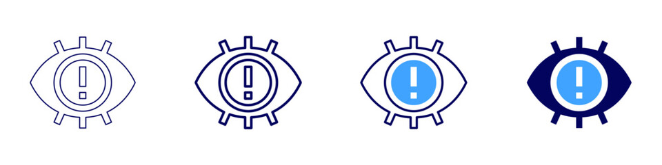 Eye pupil dilation causes icon in 4 different styles. Thin Line, Line, Bold Line, Duotone. Duotone style. Editable stroke