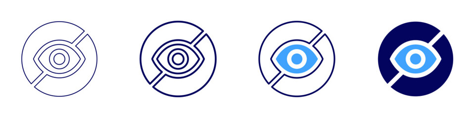 Eye pupil dilation drops icon in 4 different styles. Thin Line, Line, Bold Line, Duotone. Duotone style. Editable stroke