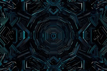 Abstract close-up of a glowing blue digital circuit board, showcasing intricate connections and technological design on a black background.