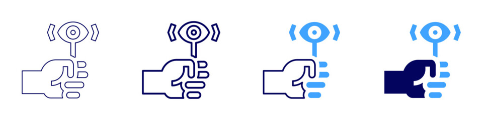 Eye screen fatigue icon in 4 different styles. Thin Line, Line, Bold Line, Duotone. Duotone style. Editable stroke