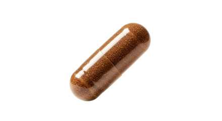 Brown medicine capsule pill flying ,tablet, treatment, vitamin, pill, medication,isolated on transparent background