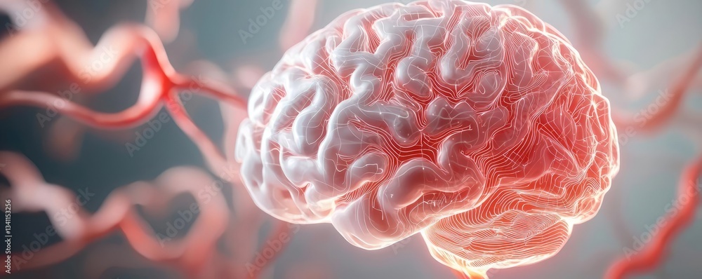 Poster artificial intelligence computing in future cyberspace concept. detailed 3d illustration of a human 