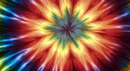 Vibrant Tie Dye Kaleidoscope Pattern Psychedelic Swirl Colorful Abstract Starburst Design