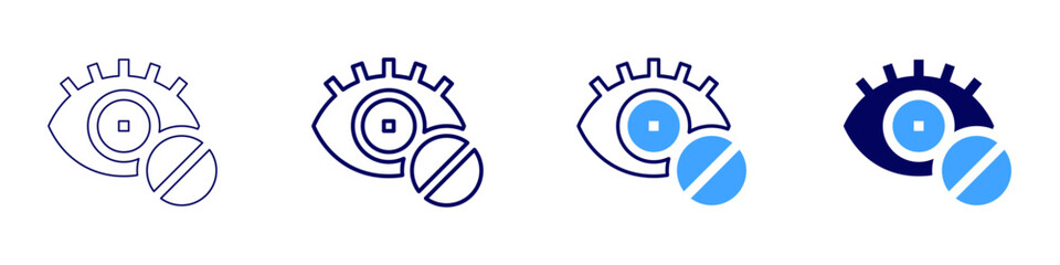 Eye tear production issue icon in 4 different styles. Thin Line, Line, Bold Line, Duotone. Duotone style. Editable stroke