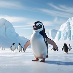 Fototapeta premium penguin on the snow antarctica
