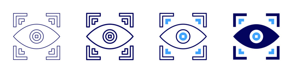 Eye UV protection factor icon in 4 different styles. Thin Line, Line, Bold Line, Duotone. Duotone style. Editable stroke