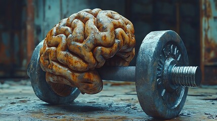 Powerful brain lifting dumbbell intelligence strength mental workout endurance image