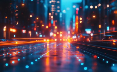 Fototapeta premium A bright, colorful, and dynamic image of a city street