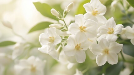 Fototapeta premium Jasmine blossoms perfume air. Generative AI