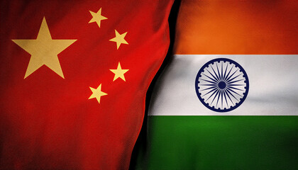 China and India. Flags