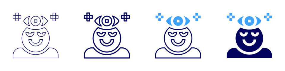 Eye wrinkle treatment icon in 4 different styles. Thin Line, Line, Bold Line, Duotone. Duotone style. Editable stroke