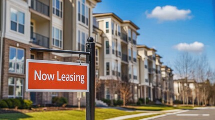 Fototapeta premium Stylish modern apartment complex offers leasing opportunities in a desirable neighborhood