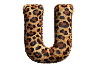 The leopard print letter U with frayed edges.