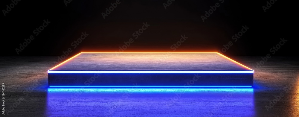 Poster the concept of digitization is represented by an abstract highway with neon blue trails of light and