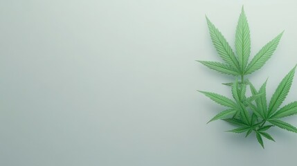 Fototapeta premium Serene Cannabis Leaves on Soft Green Background