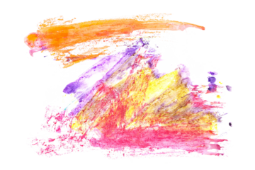 Colorful watercolor smeared, brush stroke, isolated on white