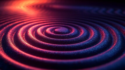 Vibrant neon ripple effect with concentric waves on a black background