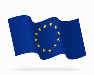 European Union flag wavy background layout. Vector illustration.