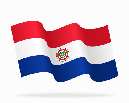 Paraguayan flag wavy background layout. Vector illustration.