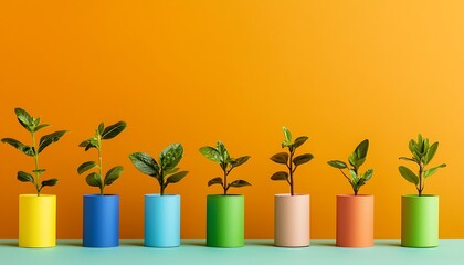 Minimalist design investment growth with color differentiation