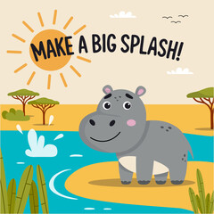 Safari Animal Card Set with Elephant, Hippo, and Cheetah