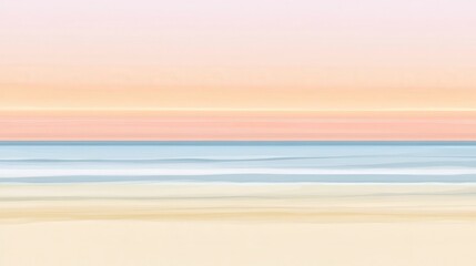 Obraz premium Serene Pastel Beach Horizon - Abstract Coastal Landscape Art