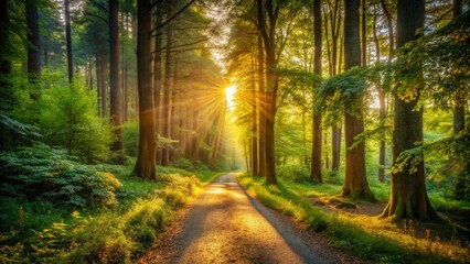 Fototapeta premium Sunlit Forest Path