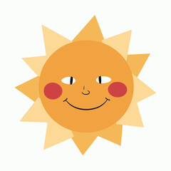 Cheerful Sun Illustration: A vibrant illustration of a smiling sun, radiating warmth and positivity, perfect for evoking feelings of happiness and summertime joy.