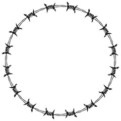 Barbed Wire Circle Frame Vector