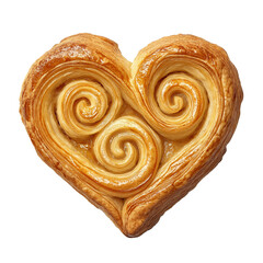 Fototapeta premium Heart-shaped palmier pastry isolated on a transparent background, png