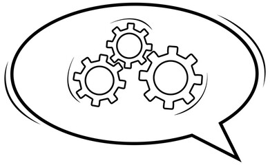 Speech Bubble with Gears Vector