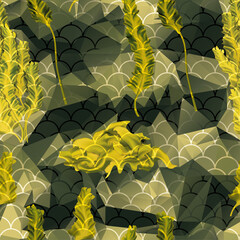 Camouflage seamless pattern for wetsuits, fish scales, seaweed, abstract
