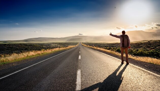A desolate road at night where a hitchhiker suddenly vanishes into thin air, leaving only a lingering sense of dread and mystery, as if swallowed by the unknown