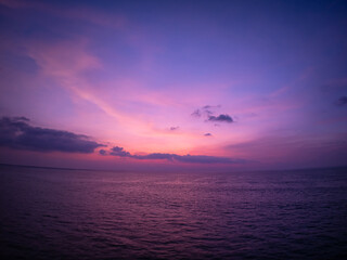 Colorful sunset or sunrise sky clouds over sea, Amazing nature landscape seascape,Beautiful light nature landscape colorful sky background,High angle view drone shot