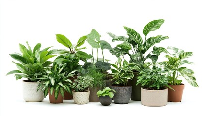Fototapeta premium Collection of various potted indoor plants.