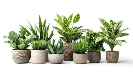 Obraz premium Collection of potted houseplants on white background. (6)